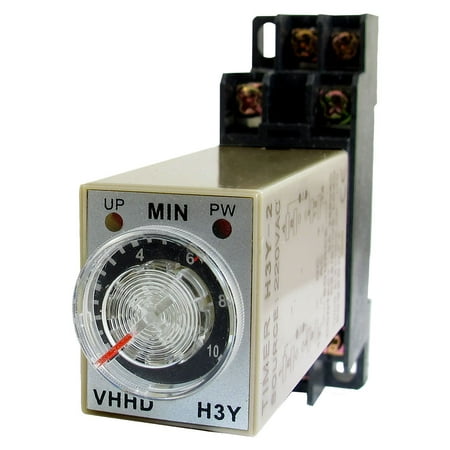 220V 10Min 0-10 Minute Delay Timer Time Relay H3Y-2 + 8 Pin DIN Rail Socket
