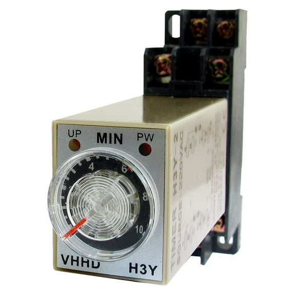 220V 10Min 0-10 Minute Delay Timer Time Relay H3Y-2 + 8 Pin DIN Rail Socket
