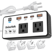 220V to 110V Converter Travel Adapter US to Europe Power Converter for European Travel, International Power Adapter with US/UK/AU/EU Plug