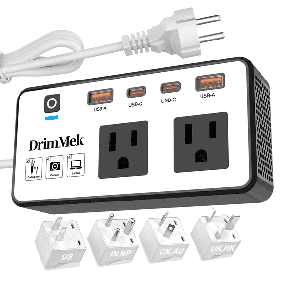 220V to 110V Converter Travel Adapter US to Europe Power Converter for European Travel, International Power Adapter with US/UK/AU/EU Plug