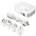 thumbnail image 1 of 220V to 110V Converter Travel Adapter: FOVAL International Power Converter with [18W PD USB-C] 3 USB Ports 2 AC Outlets Voltage Converter US to Europe UK AU US Italy Worldwide Plug Power Adapter White, 1 of 8