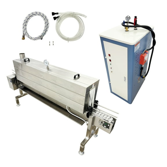 220V 5.6FT Steam Label Shrink Machine Bottle Sleeve Labeling Machine with 24kw Steam Generator