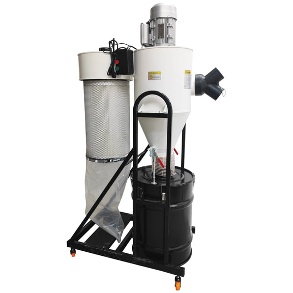 220V Carbon Steel Cyclone Dust Collector 1295 CFM 26.4Gal Woodworking Sawdust Vacuum Separator