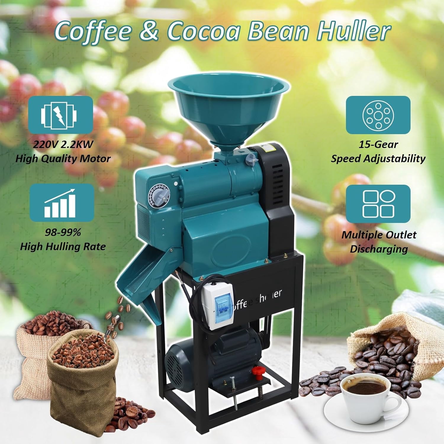 220V Cocoa Peeling Machine Coffee Bean Huller Cacao Sheller - Walmart.com