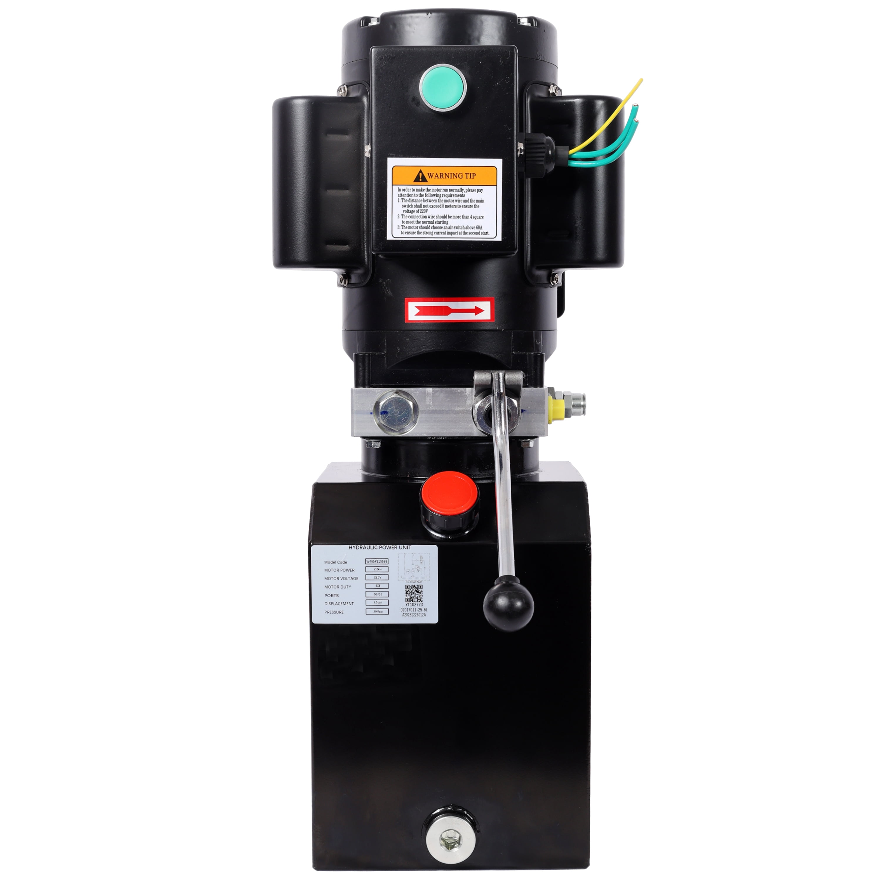220V Hydraulic Power Unit, 3 HP, 2950 PSI, Single-Acting, Heavy-Duty, Dump Trailer Use