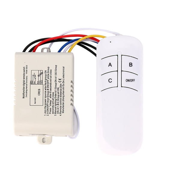 220V RF Wireless Remote Control Light Receiver with 3 Independent Channels, Universal On Off Lamp Switch Controller Module for Indoor Ceiling Light LED Strip