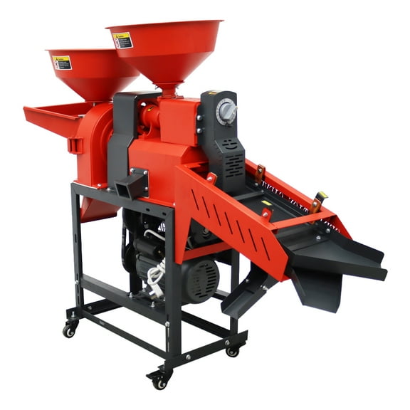 220V Rice Milling Crushing Machine Grain Peeling Machine with Vibrating Screen & Square Bucket