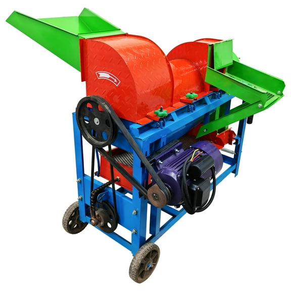 220V Vibrating Screen Grain Thresher Corn Wheat Soybeans Peeler 3KW Dual Fans and Screens