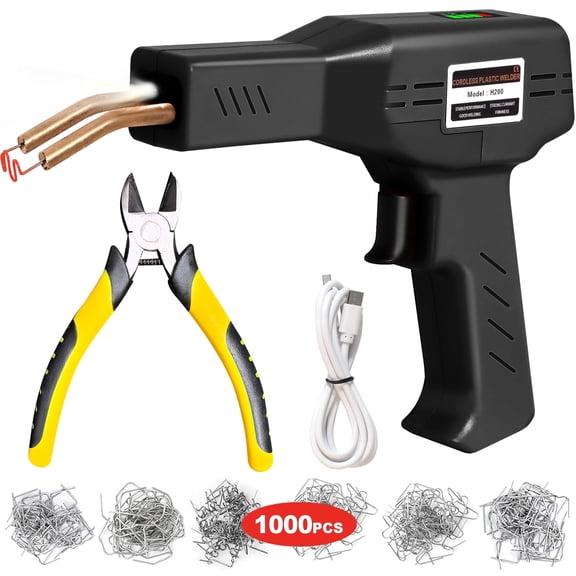 220W Cordless Plastic Welder with 1000 PCS Staples, USB Rechargeable Car Bumper Repair Kit, 5000mAh Battery, Hot Stapler Kit for Plastic Welding and Repair