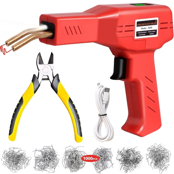 220W Cordless Plastic Welder, 1000 PCS Staples, USB Rechargeable Car Bumper Repair Kit with 5000mAh Battery, Hot Stapler Kit for Plastic Welding and Repair