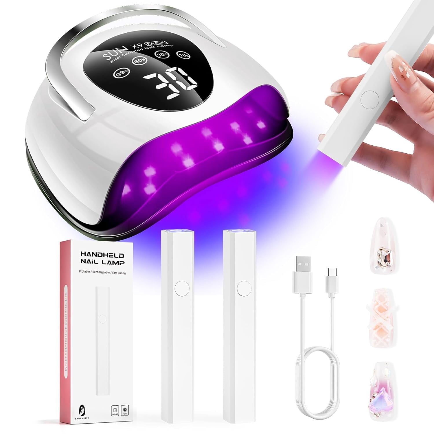 SUN X7 Max 220W UV LED Nail Lamp – Professional Gel Polish Dryer With LCD Display & Hand Sensor