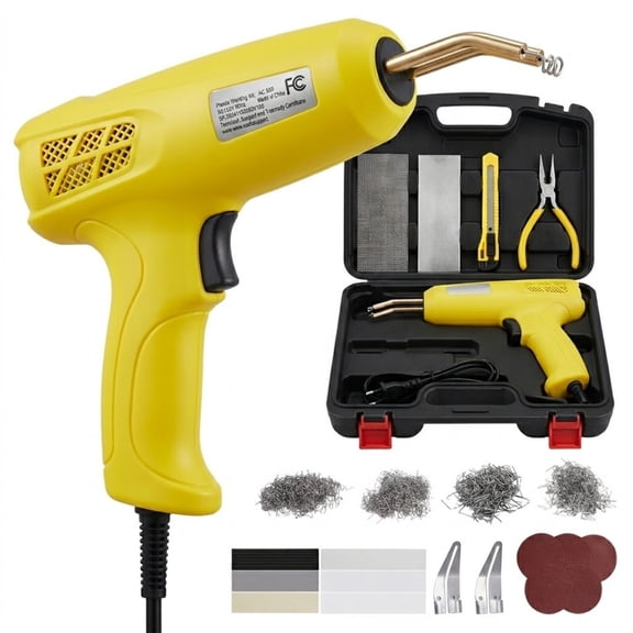 220W Plastic Welding Kit with 800 Hot Staples & 56 Welding Rods, Professional Hot Staple Gun with LED Light and Carrying Case for Car Bumper & Kayak Repair