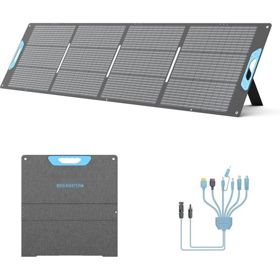 220W Portable Solar Panel for Power Station, 23.5%  ETFE Foldable Solar Panels , QC3.0 -A &Type-C Output,IP67  for RV, Outdoor Camping, Off Grid Blackouts