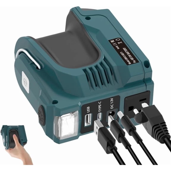 220W Power Inverter for Green*works 24V Battery, DC 20V to AC 110-120V with 1 AC Outlet, 1 USB, 1 Type-C and DC 12V 5A Output