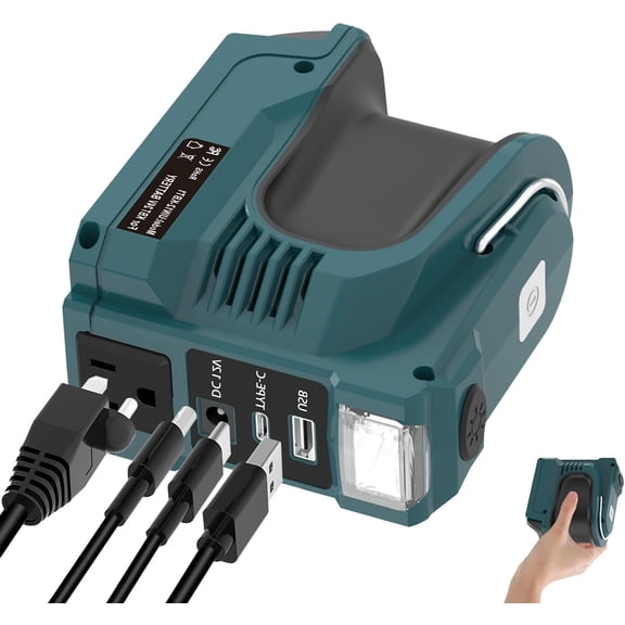 220W Power Inverter for Ko*balt 24V Battery, Portable Inverter Converts DC 20V to 110V 120V AC, with USB-A USB-C and 12V DC Outputs, LED Light