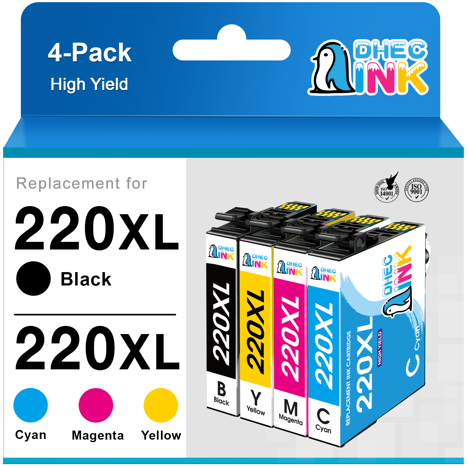 220u Ink Epson 220XL 4-Pack Ink Cartridge for WF-2760, WF-2750, XP-320 Printers ...
