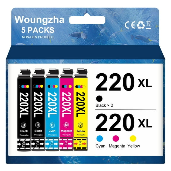 220XL Ink Cartridge for Epson ink 220 220XL to use with XP-320 XP-420 Workforce WF-2760 WF-2750 WF-2630 WF-2650 WF-2660 (2 Black, Cyan, Magenta, Yellow, 5-Pack)