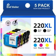 220XL Ink Cartridges for Epson 220 Ink Cartridges for Epson WF-2760 WF-2750 WF-2650 WF-2630 XP-420 XP-320 Printer(5-Pack,2 Black,1 Cyan,1 Magenta,1 Yellow)