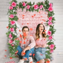 220cm Artificial Rose Vine Decor | Valentine's Day Wall Hanging & Tabletop Decoration | Realistic Plastic Rose Garlands for Mantel, Wedding & Romantic Scene Setting | White, Pink, Red Color Options