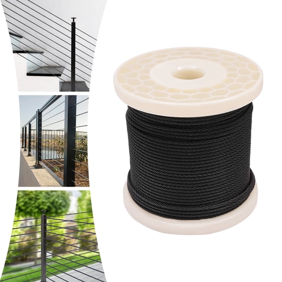 220ft Cable Rope for Railing System, 7 7 Strands Cable Rope, Black 316 Stainless Steel Cable Rope