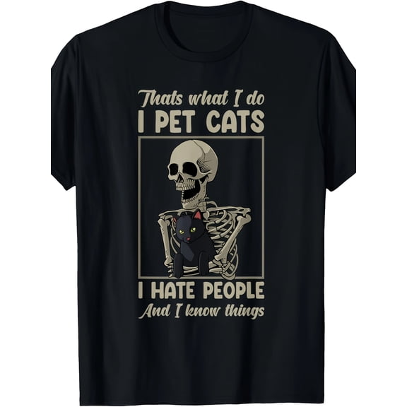 220g Skeleton Cat Kitten Lover Grumpy Skull Kitty Pet Owner T-Shirt