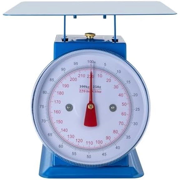 220lb Mechanical Kitchen Scale with 13x13in Pan, Heavy Duty Iron Platform Scale for Food Market, Restaurant, Farm Blue, kg/lb Display, No Battery Needed$$Home Decor, Kitchen, & Other