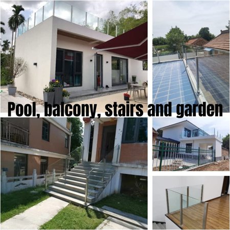 220lbs Capacity Square Glass Railing 304 Stainless Steel Glass Balustrade Post with Spigot Slots Post for Fences, Swimming Pools, Stairs