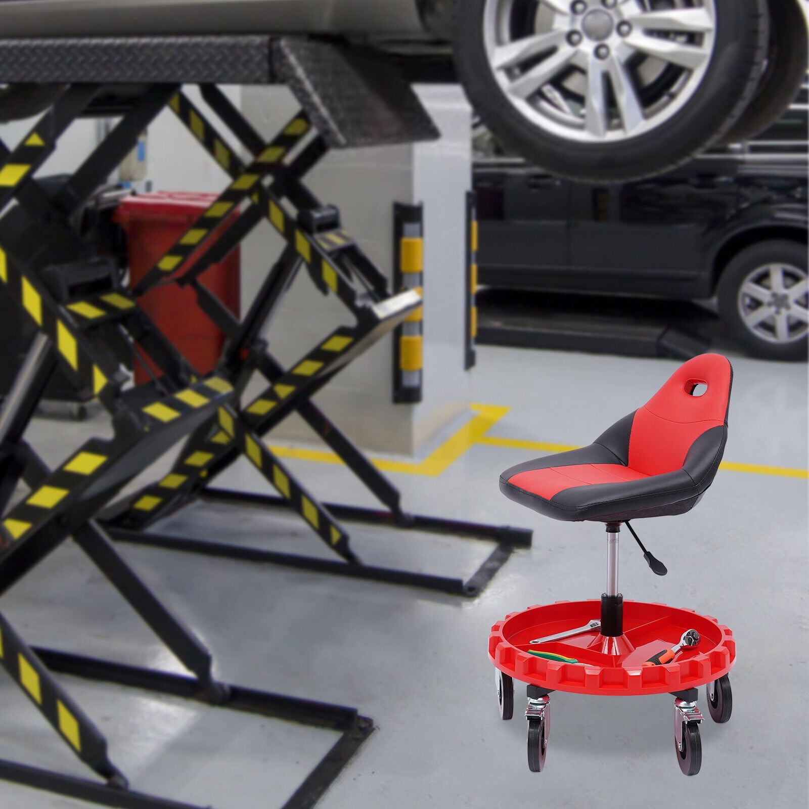 Garage work on sale stool with wheels