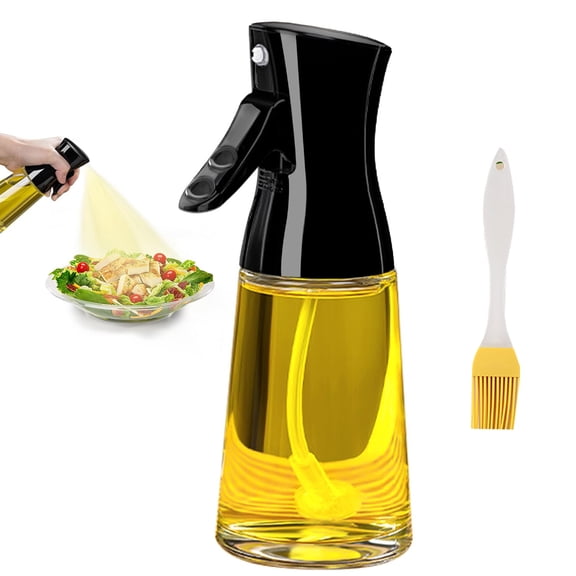 220ml Glass Olive Oil Sprayer with Brush for Cooking - Thick Glass, Strong Spray Force