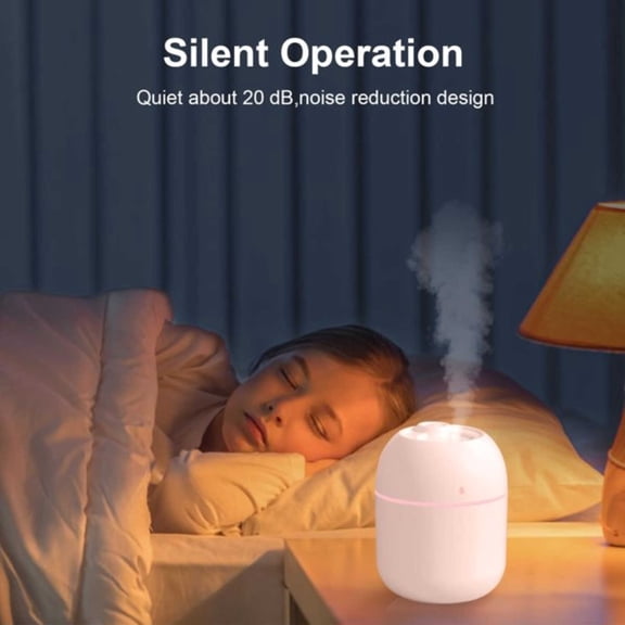 220ml Portable Mini USB Cool Mist Humidifier - Ideal For Bedroom Office Travel & Home Use