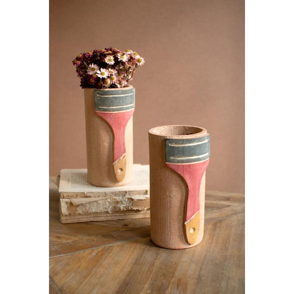 PAINTED CLAY PAINT BRUSH VASE
