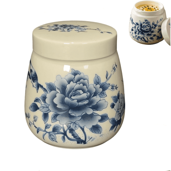 220ml Vintage Egg Coddlers Sets with Lids, Ceramic Coddled Egg Cups，Blue and White Porcelain Double Eggs Cooker Cup with Screw On Lids, Boiled Eggs Cooker for Home, Hotel, Restaurant
