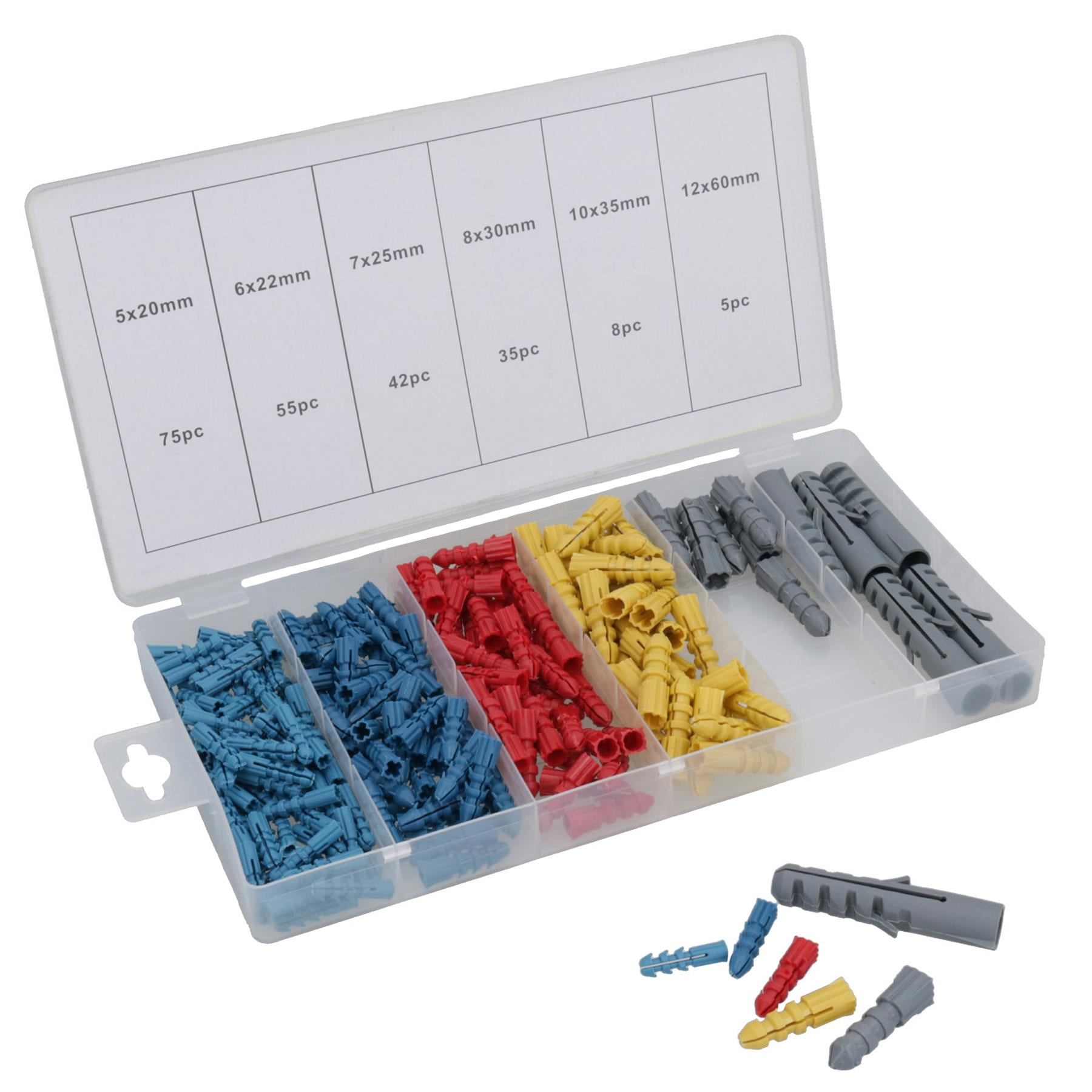 Paper Awl Plug 220pc Wallplugs Raw 20-60mm Rawl Plug Wall Coloured In Case Poly Anchor ...