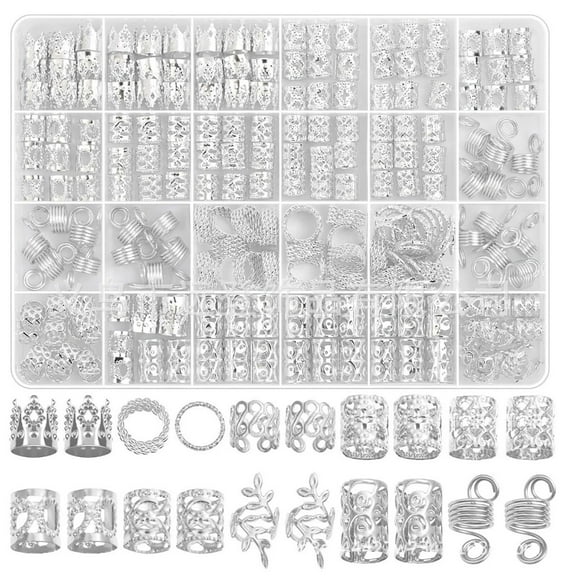 220pcs DIY Long Hair Braid Metal Pendant Extension Rings Decorative Dreadlock Wig Accessories Kit