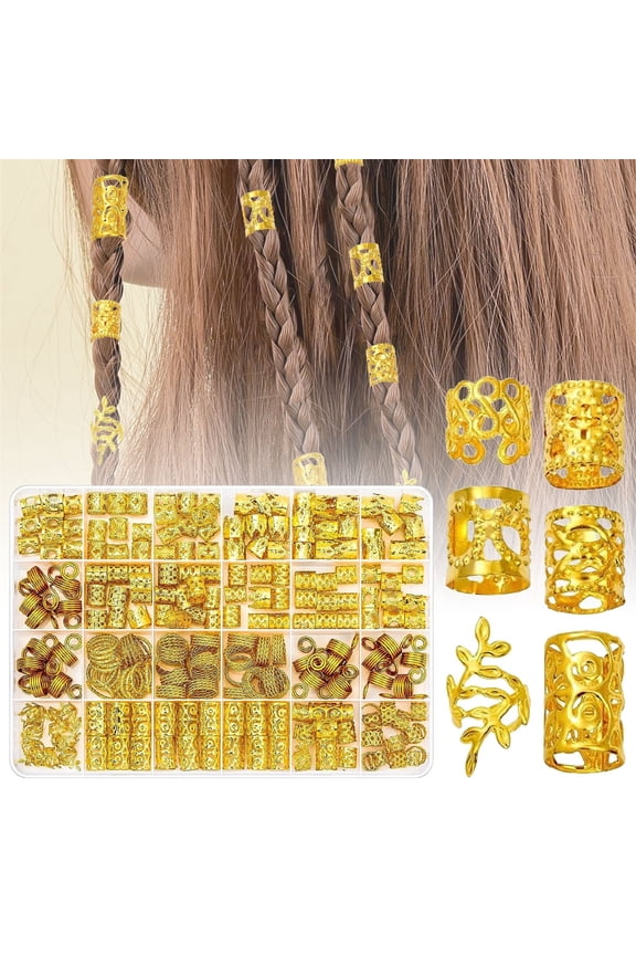 220pcs DIY Long Hair Braid Metal Pendant Hair Extension Ring Accessories for Hairstyles Big Braid Dreadlock Wig Decorative Hair Clips