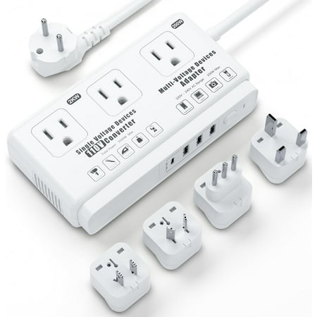 220v to 110v Voltage Converter Adapter: International US to Europe Travel Power Strip Plug Transformer - 2000W Electric Hair Dryer Step Down Outlet Converters for US European UK EU Italy