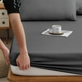 thumbnail image 1 of 220x180cm Washed Cotton Fitted Sheet Set with 2 Pillowcases, Waterproof All-Inclusive Mattress Cover for King/Queen Bed, 1 of 6
