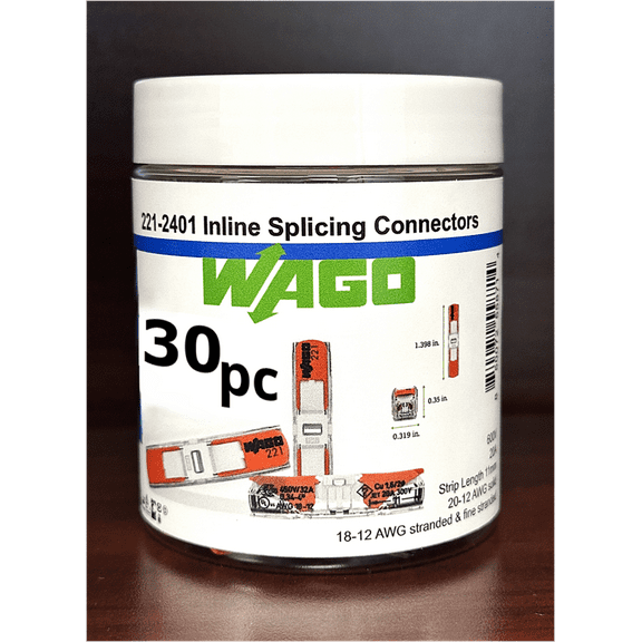 221-2401 WAGO Inline Splicing Connectors 30ct Jar