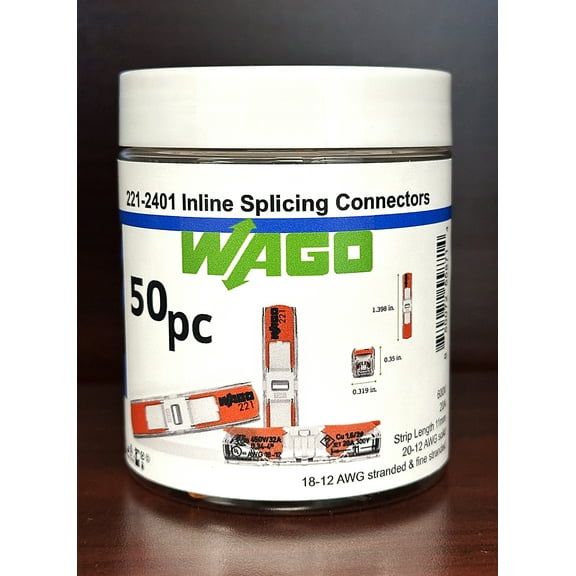 221-2401 WAGO Inline Splicing Connectors 50ct Jar