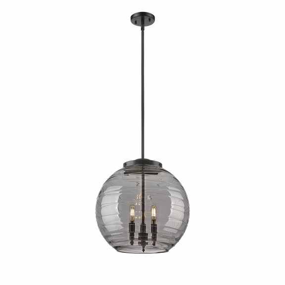 221-3S-BK-G1213-16SM Innovations Lighting Athens Deco Swirl - 3 Light Pendant In Industrial Style-17.13 Inches Tall and 15.75 Inches Wide-Matte Black