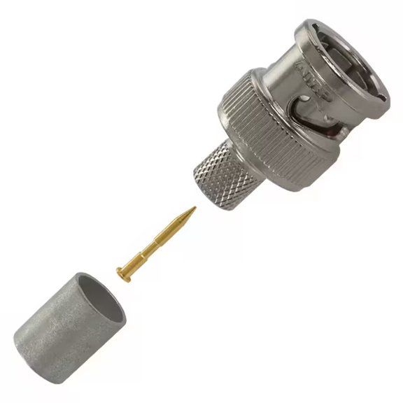 221185-5 Connector Plug, BNC Male Pin 75Ohm Free Hanging (In-Line) Crimp