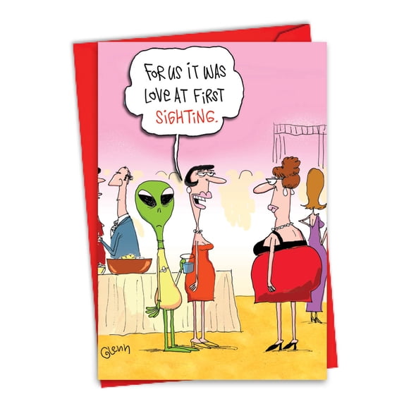 2214 Funny Valentine's Day Card 'Love At First Sighting Humor ' with Envelope by NobleWorks