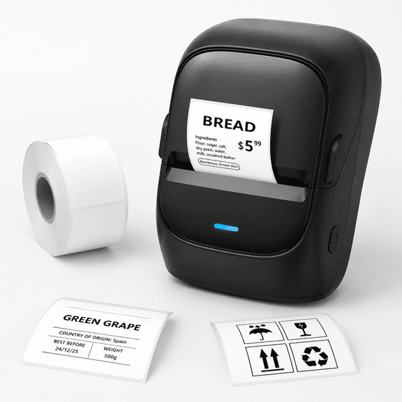 221b 2" Thermal Label Printer With 3 Rolls Black