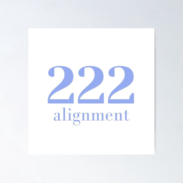 222 Alignment Angel Number In Blue Poster- Unframed Poster | Wall Art ...