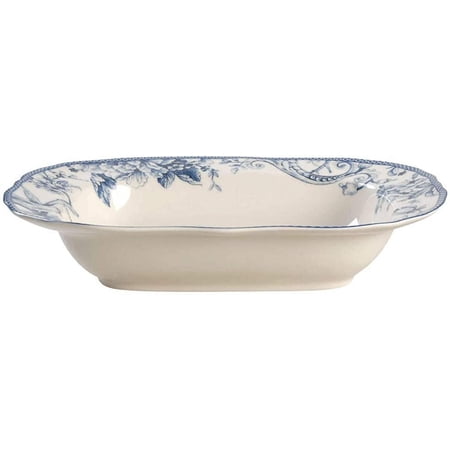 222 Fifth Adelaide Blue Oval Serving Bowl 11 1/8"