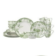 222 Fifth Adelaide Moss 16-Piece Porcelain Dinnerware Set, Green