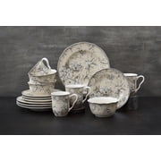 222 Fifth Adelaide Round 16-Piece Porcelain Dinnerware Set, White Toile