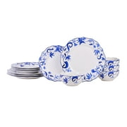 222 Fifth Ayla Porcelain Dinnerware Set, 12 Piece, Blue