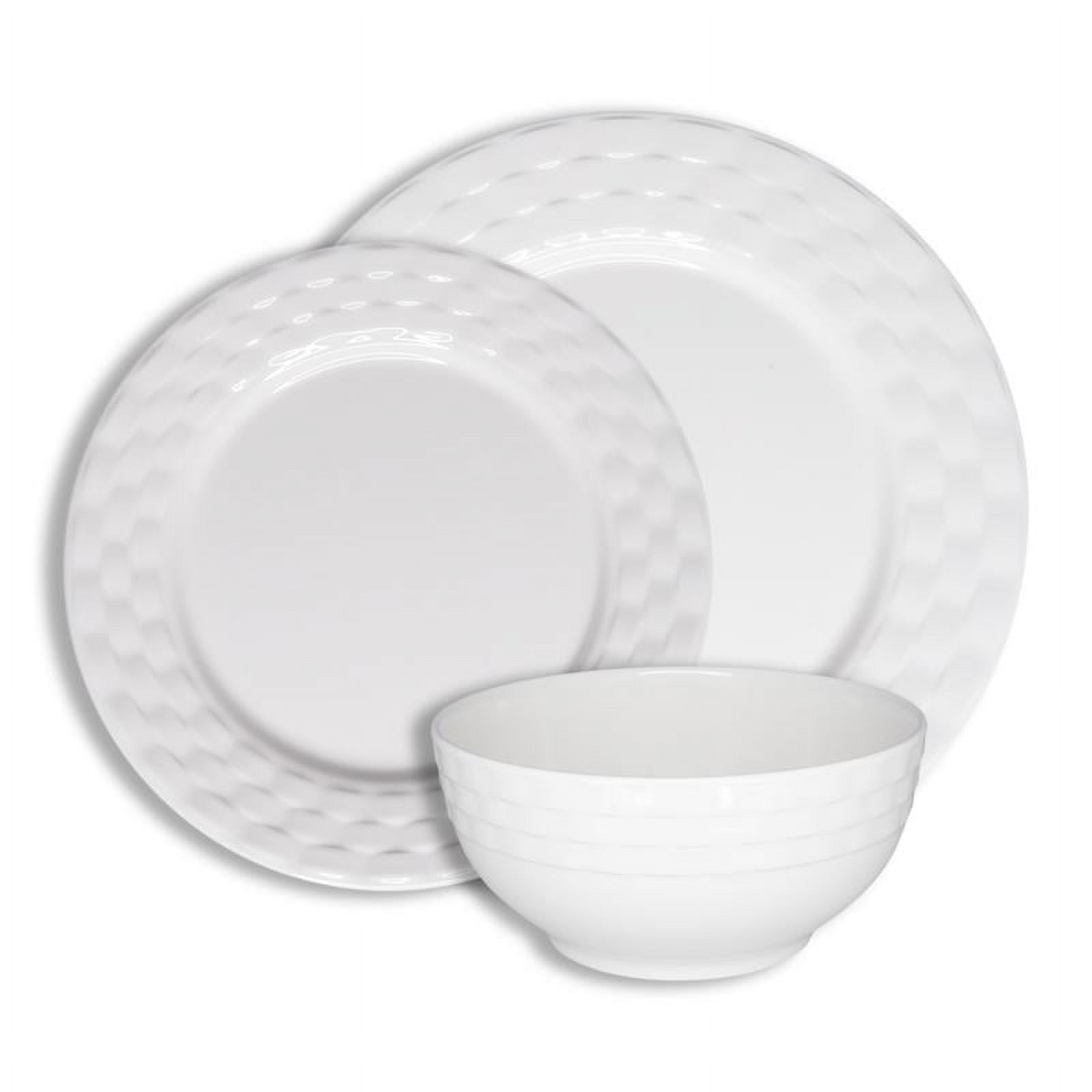 222 Fifth Basket Weave White 12-Piece Melamine Dinnerware Set