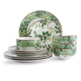 thumbnail image 1 of 222 Fifth Christmas Foliage Porcelain Dinnerware Set, 12-Piece, Green/White, 1 of 7